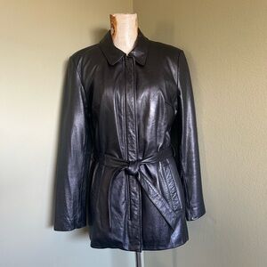Wilsons Leather Women's Belted Black Jacket Sz M